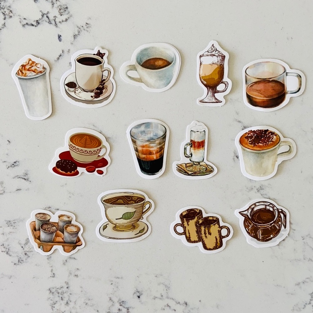 40 Random Coffee Pattern Stickers - Picture 2 of 10
